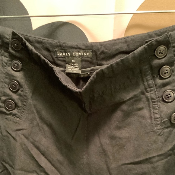 Larry Levin Dark Blue Linen straight leg pants - Picture 2 of 3